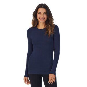 #1398 Cuddl Duds Softwear with Stretch Long Sleeve Crew Neck Shirt in Blue